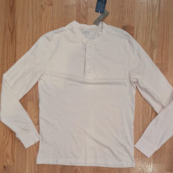 J. Crew - Men’s - Garment-Dyed Slub Cotton Henley - Neutral Cream - Medium - NWT - Picture 1 of 8